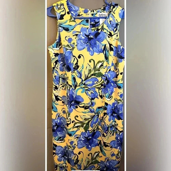Anthony Richards Ladies Blue Yellow Floral Sheath Dress Size 10 MINT - Picture 10 of 13